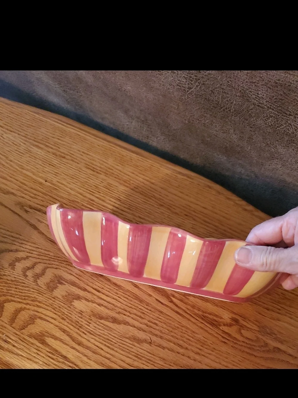 Vintage Pottery Gail Pittman Siennramic Serving Bowl - Yellow and Pink